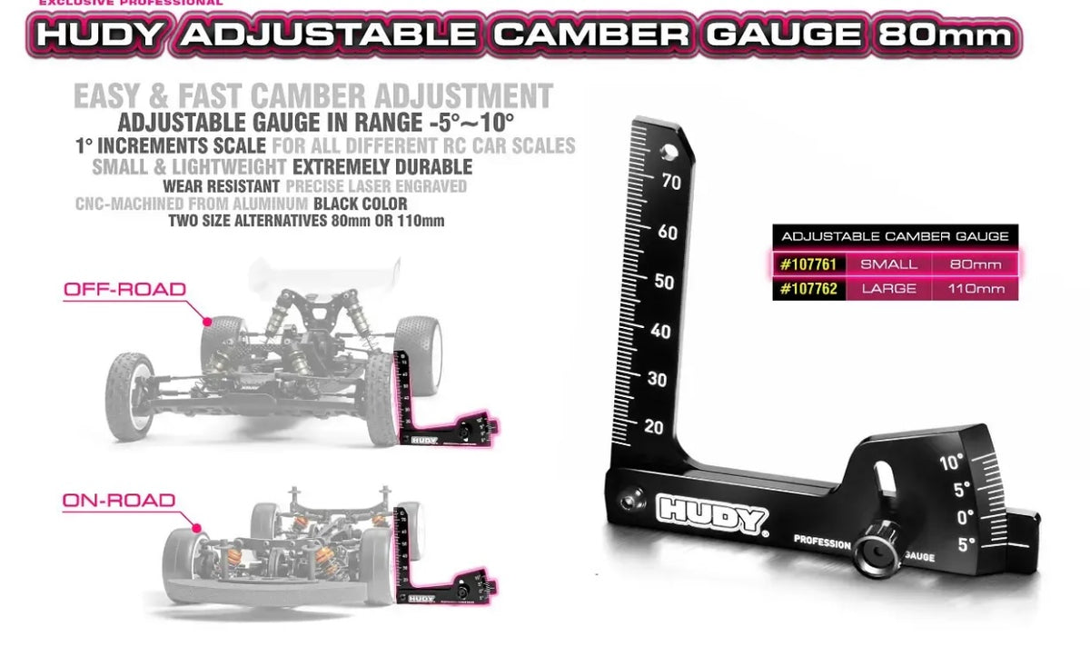 HUDY ADJUSTABLE CAMBER GAUGE 80MM - HD107761
