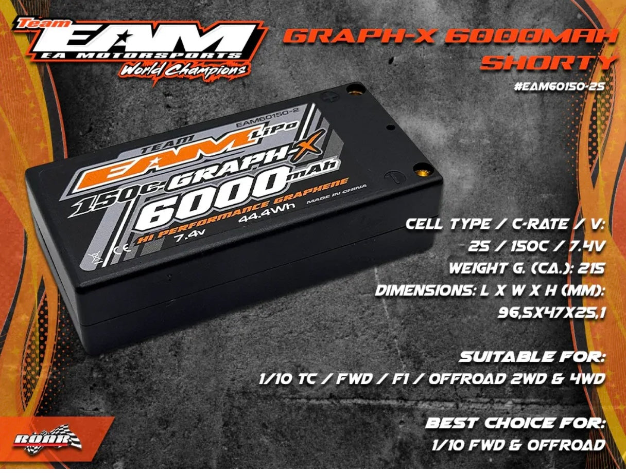TEAM EAM 6000MAH 150C SHORTY LIPO HIGH MAH PACK (NEW FOR 2025)