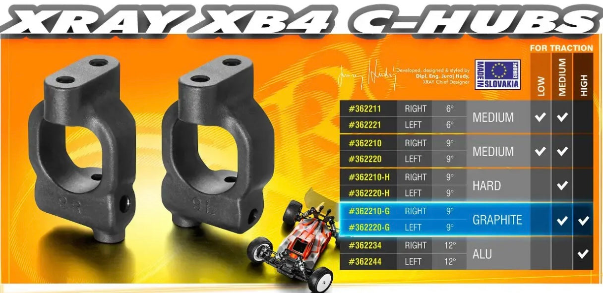 XRAY COMPOSITE C-HUB 9Å¡ DEG - RIGHT - GRAPHITE - XY362210-G