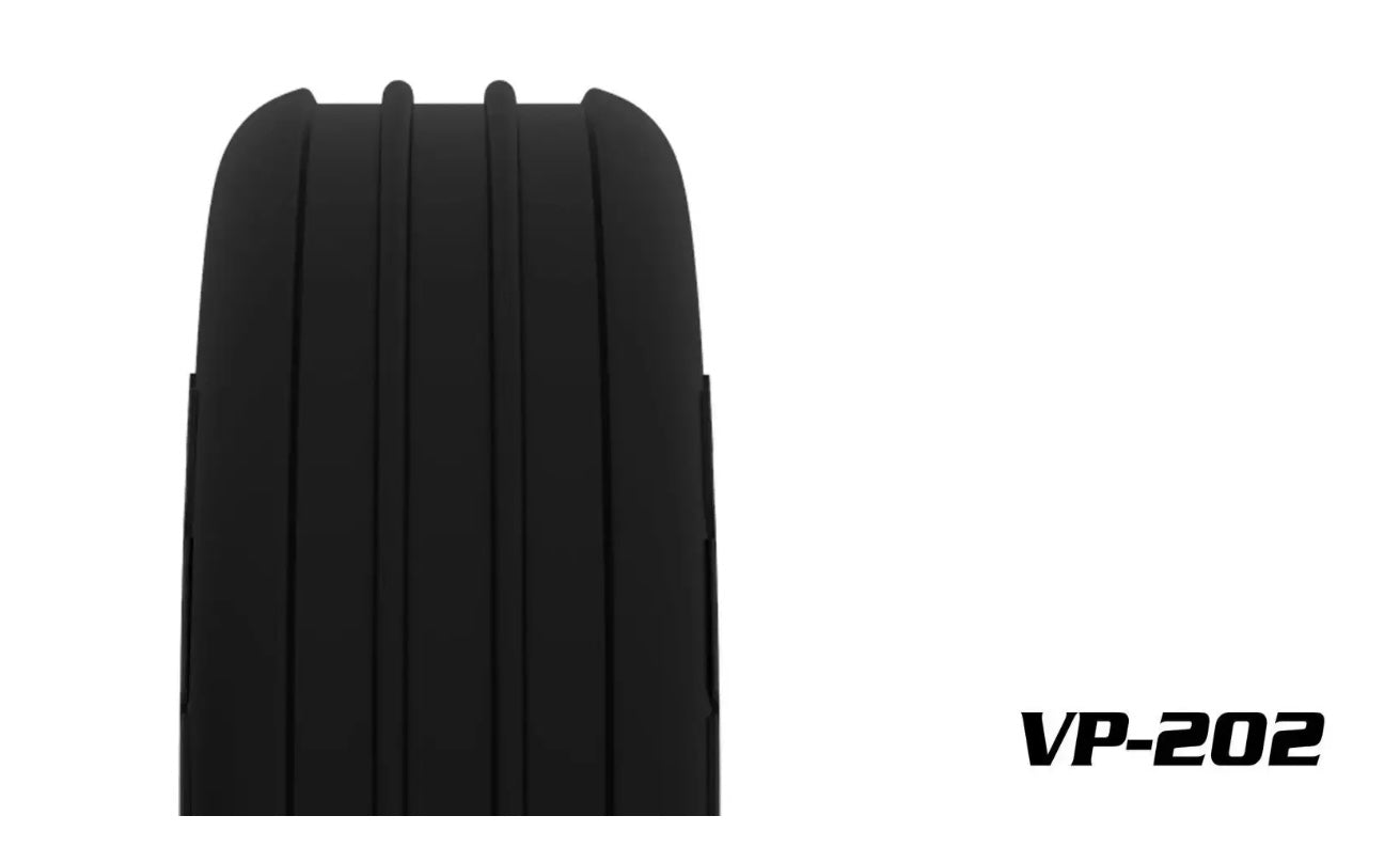 VP PRO VP-202 ROUNDED RIB 1/10 BUGGY 2WD FRONT TIRE 2PCS - VP-202U-M1-RW mounted white rims