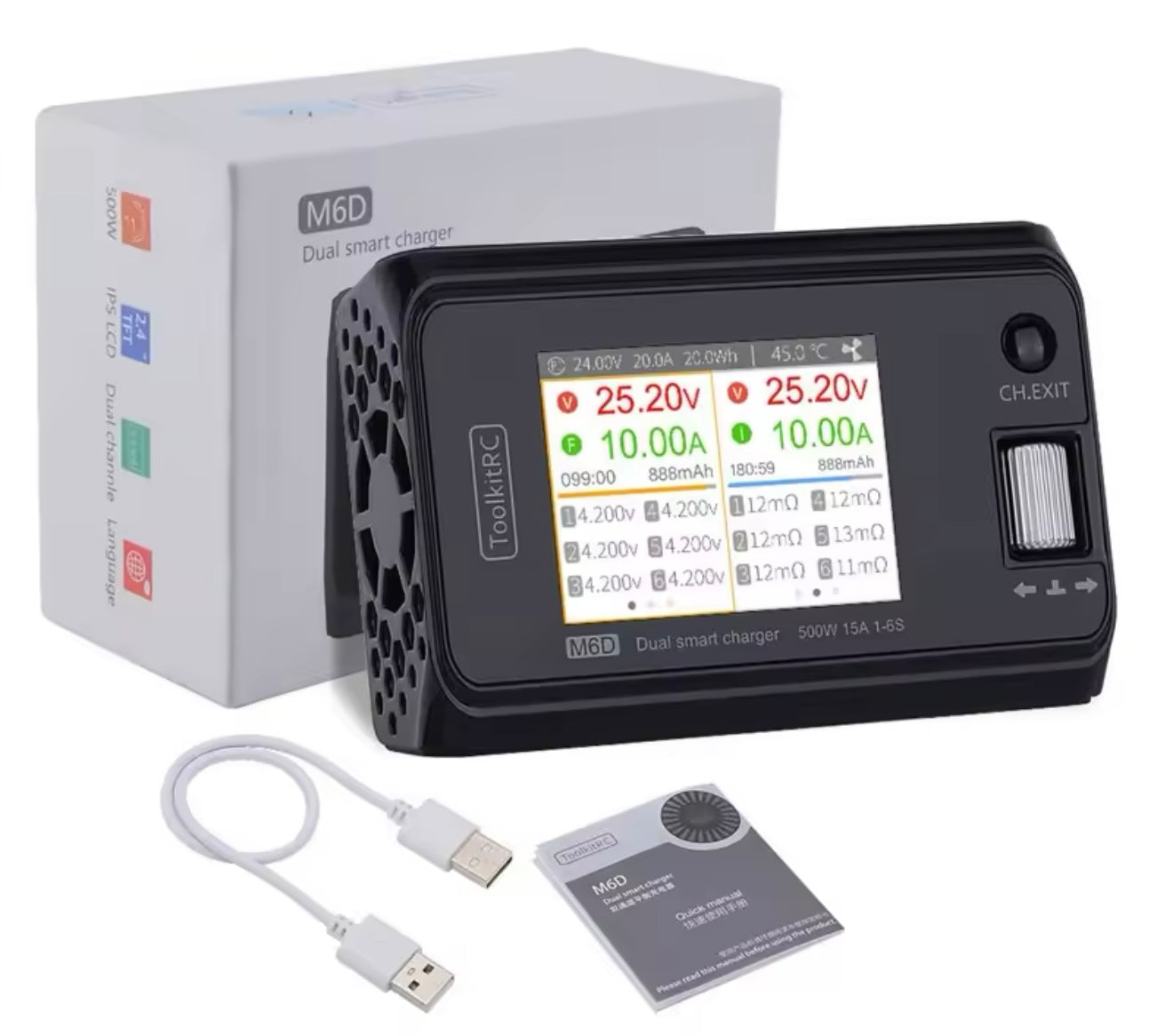TOOLKITRC M6D DUAL CHANNEL 500W 25A DC BATTERY CHARGER