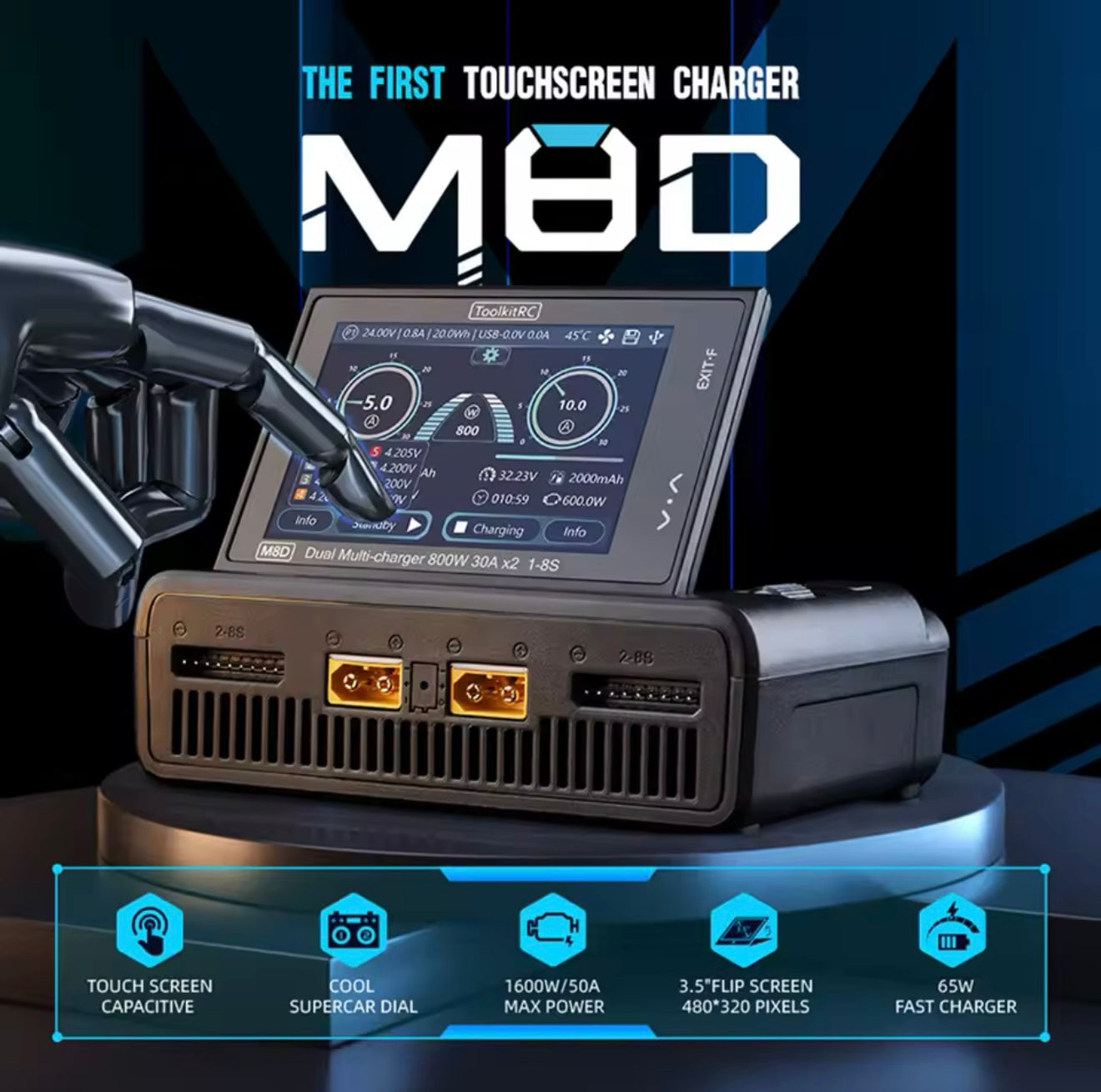 TOOLKITRC M8D 2 CHANNEL TOUCH SCREEN CHARGER