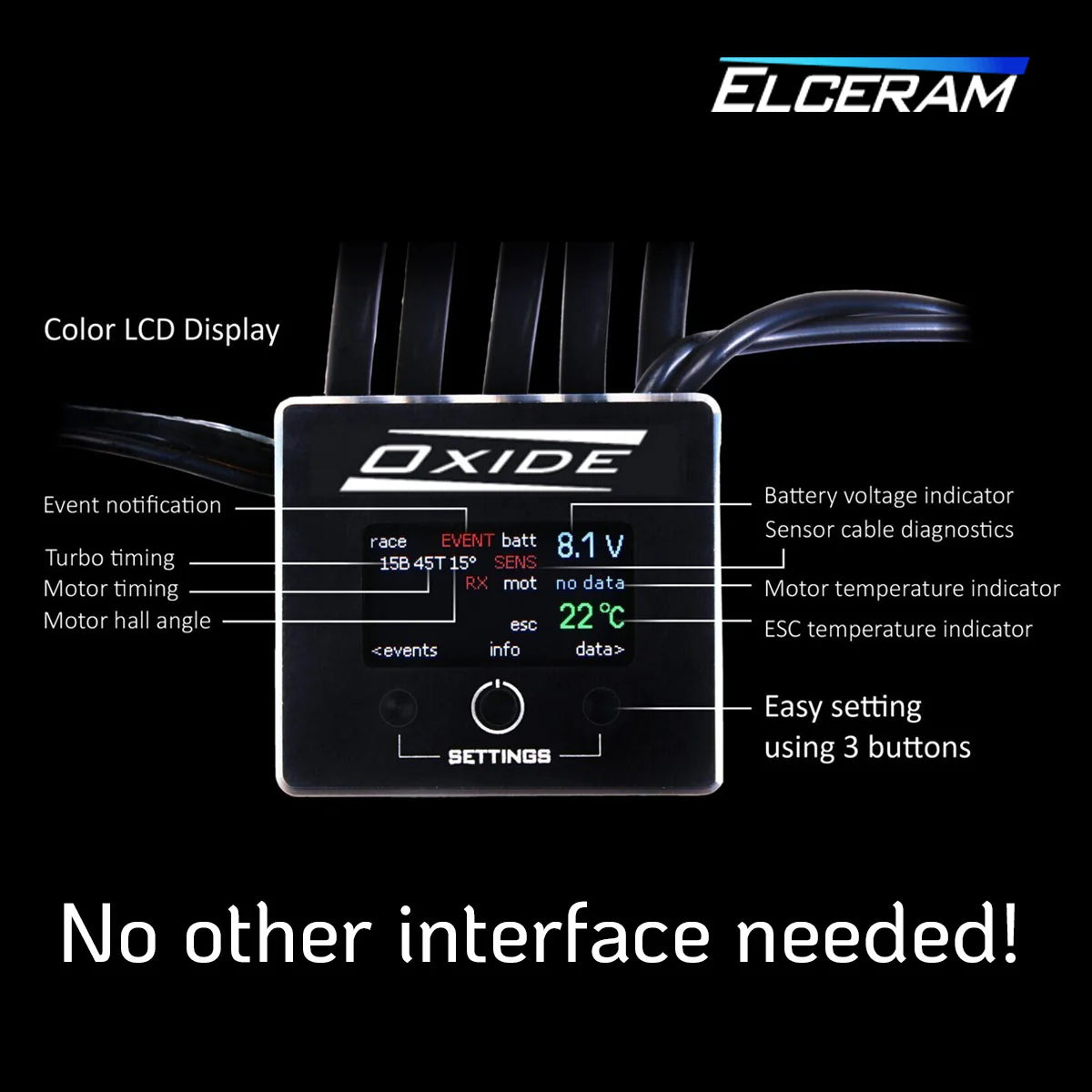 Elceram Oxide 1/10 145A Brushless ESC with LCD Display
