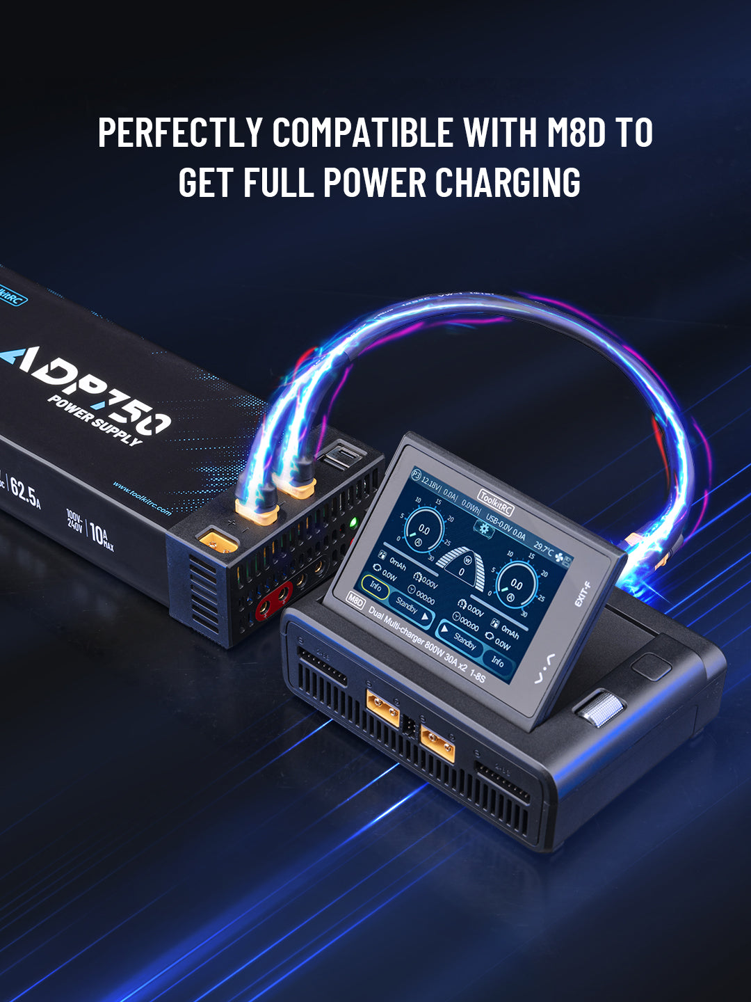 ToolkitRC ADP750 750W XT90 XT60 output 12V 30A AC input 100V-240V Power Supply Adapter for ToolkitRC Battery Charger