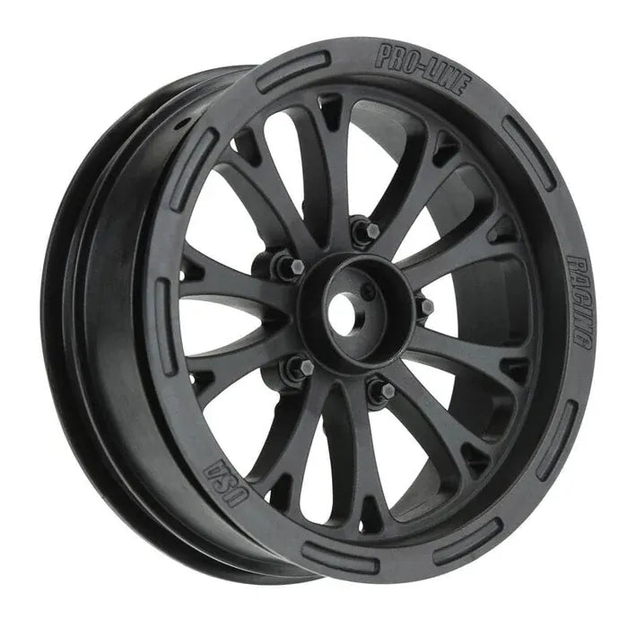 Proline 1/10 Pomona Drag Spec 2.2in Black Front Wheels, Slash, 2pcs