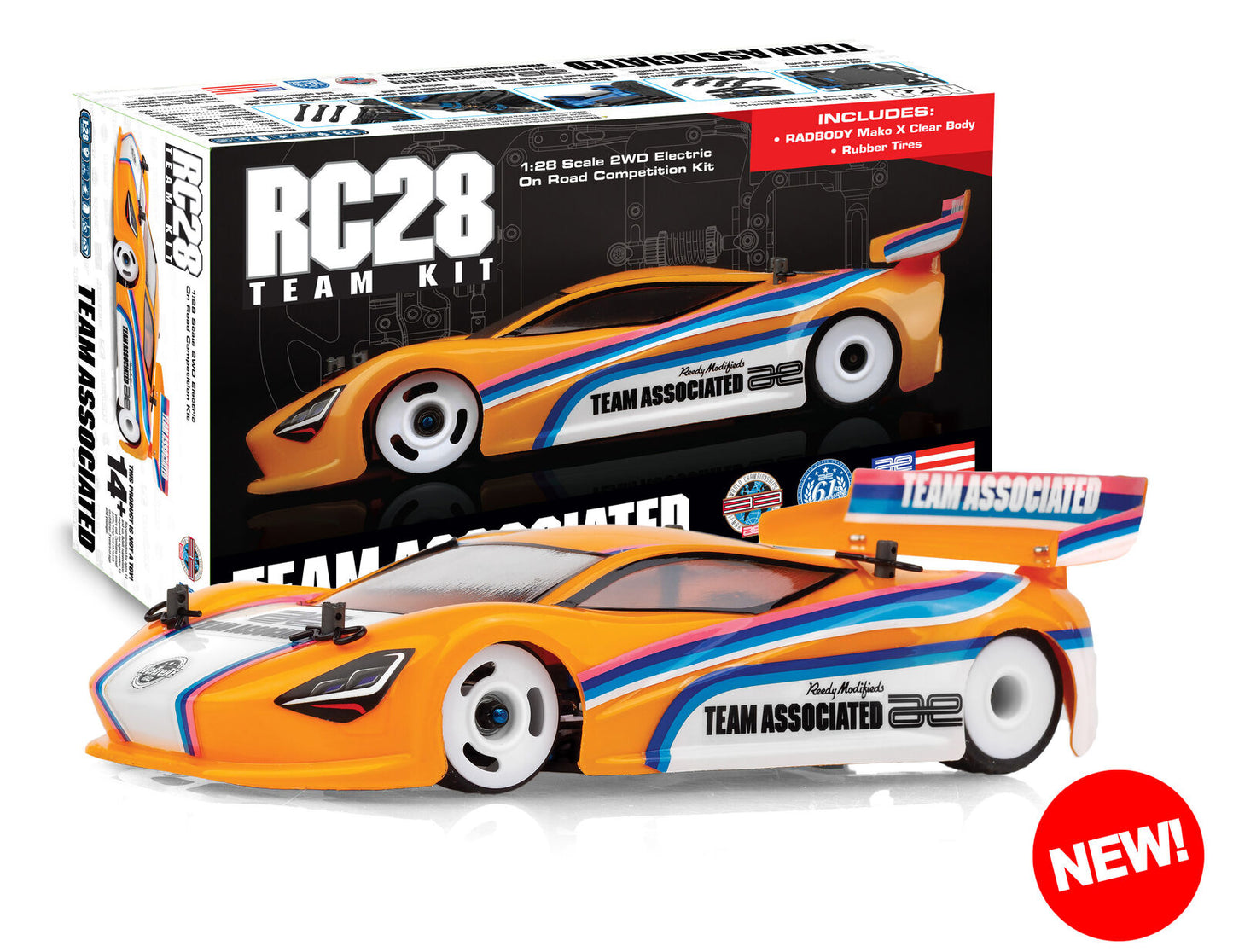 RC28R Team Kit W/Body And Tires (Requires all electronics)