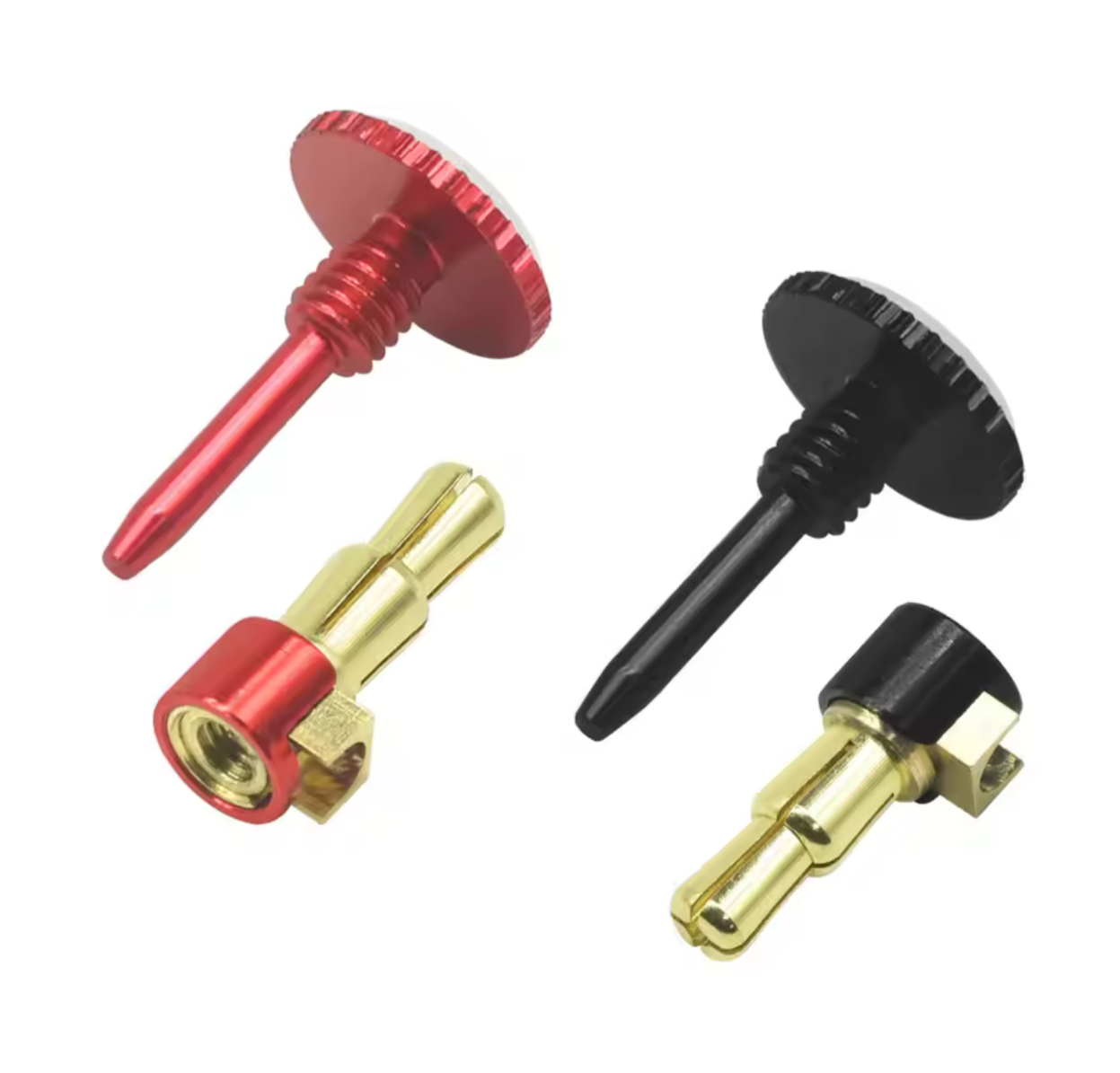 Lockdown Heatsink Bullet Plug Grips with 4-5mm stepdown Bullets  (Black/Red) 5mm bullets .