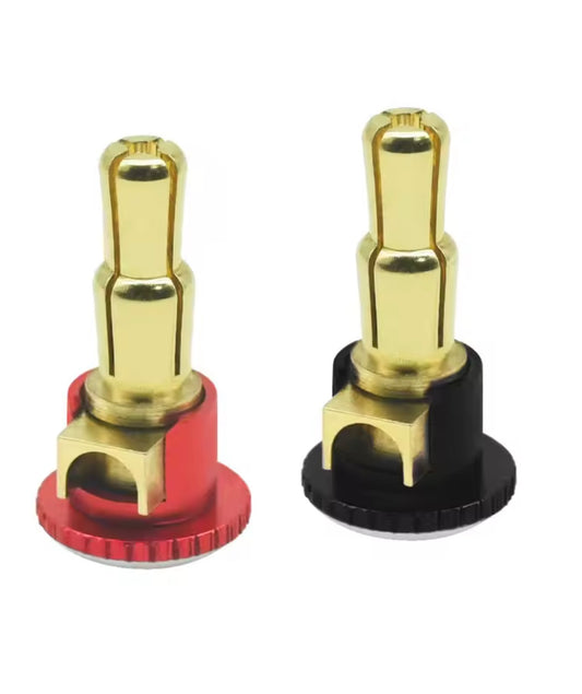 Lockdown Heatsink Bullet Plug Grips with 4-5mm stepdown Bullets  (Black/Red) 5mm bullets .