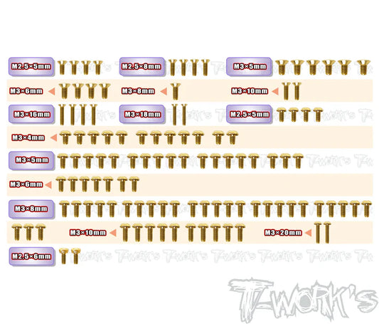 NEW GSS-X4'26-T Gold Plated Steel Upper Deck Screw set 110pcs.( For Xray X4 2026 )