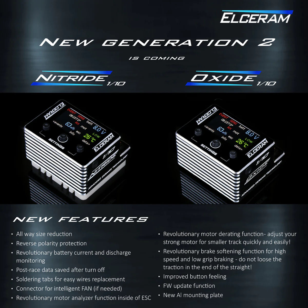 Elceram ELC021 G2 1/10th Oxide Brushless ESC with LCD Display