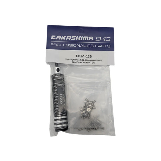TKSM-135
TAKASHIMA D-13 120-DEGREE GRADE 12.9 HARDENED CARBON STEEL SCREW SET FOR XRAY X4 26