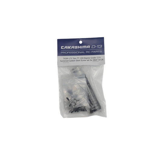 TKSM-173
TAKASHIMA D-13 TORX T7 120-DEGREE GRADE 12.9 HARDENED CARBON STEEL SCREW SET FOR XRAY X4 26
