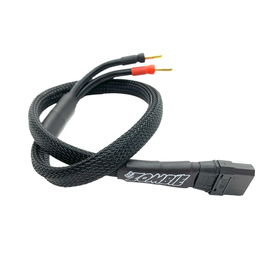 ZOMBIE XT90 TO 4MM CHARGER POWER SUPPLY CABLE 500MM (ALL BLACK)