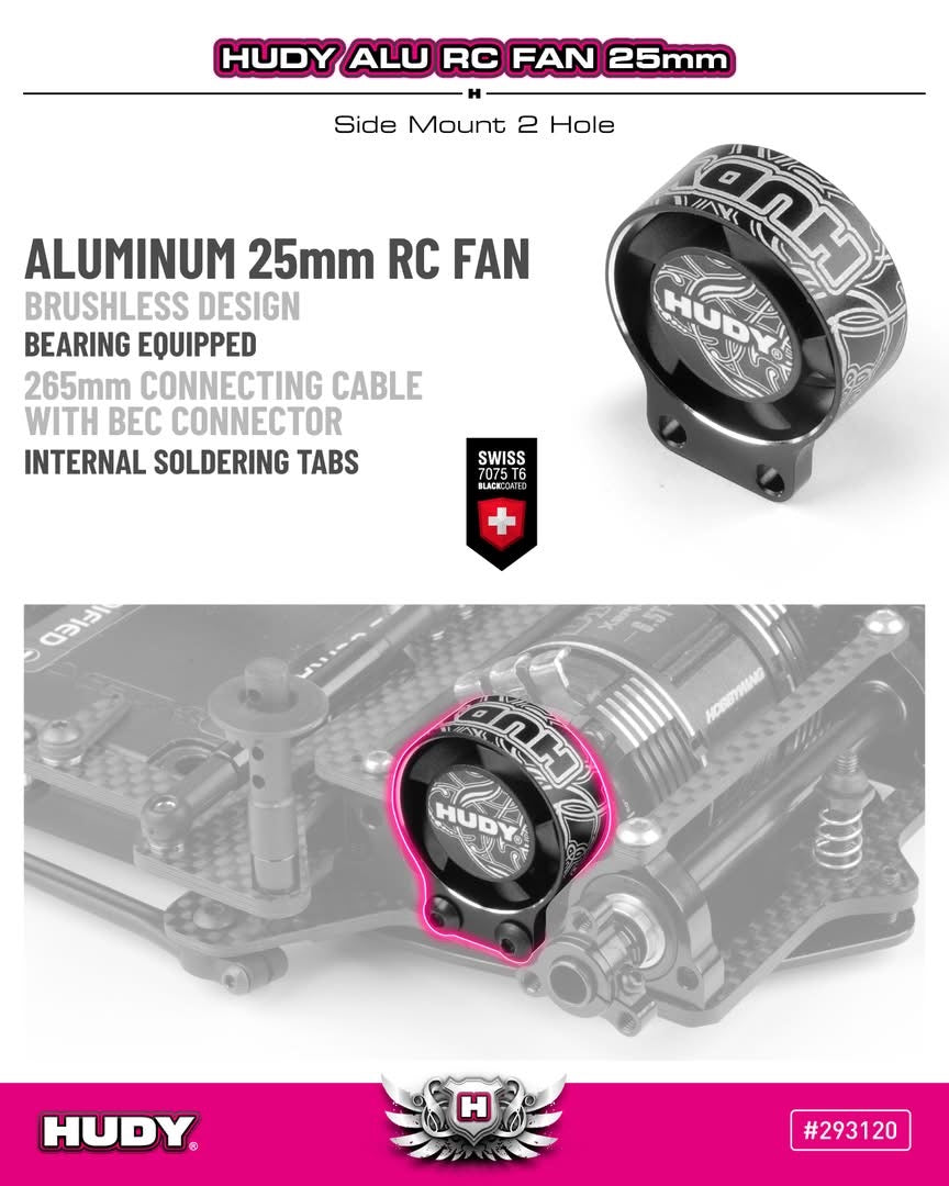 Hudy Alu Rc Fan 25Mm - Side Mount 2 Hole SKU: HD293120