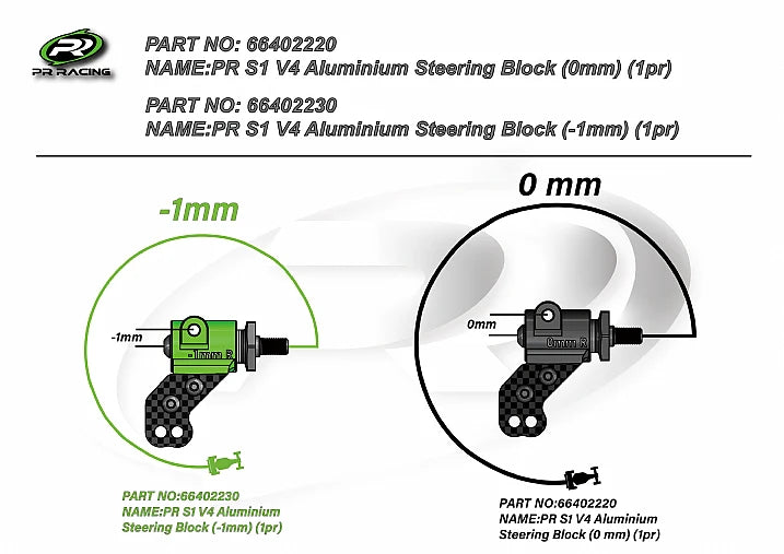 PR S1 V4 Aluminium Steering Block (0 mm) (1pr)