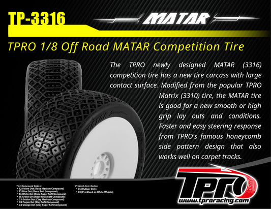 TPRO MATAR T4 Super Soft Mounted on white Rims (2pcs)